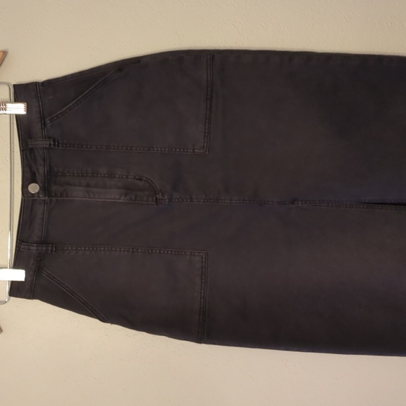 Rolla's Trade skirt in washed black A line midi Black Midi Skirt front slit Sz8 - Picture 6 of 10
